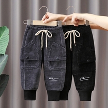 Boy Clothing Boy Plus Suede Pants Autumn Winter Style Baby Light Core Suede Pants Black Buttons Kiddie Winter Clothing Warm Long Pants Children Pants
