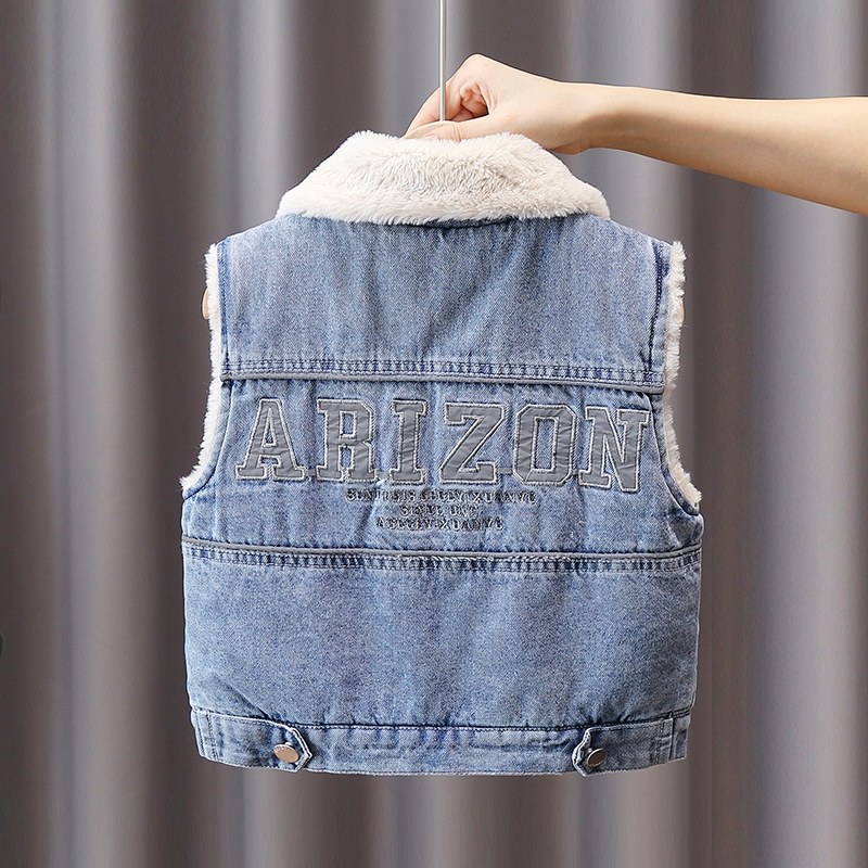 Boy plus cowboy cotton mare 2022 winter new boy baby thickening vest children's jacket