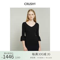 CRUSH CollectionV Collar Horn Cuff blouses EARLY AUTUMN WOMENS CLOTHING TEXTURE DESIGN KNIT HOODED JERSEY