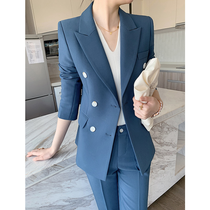 Blue suit suit women's spring and autumn high-end light luxury early autumn new niche fashion temperament suit jacket trend