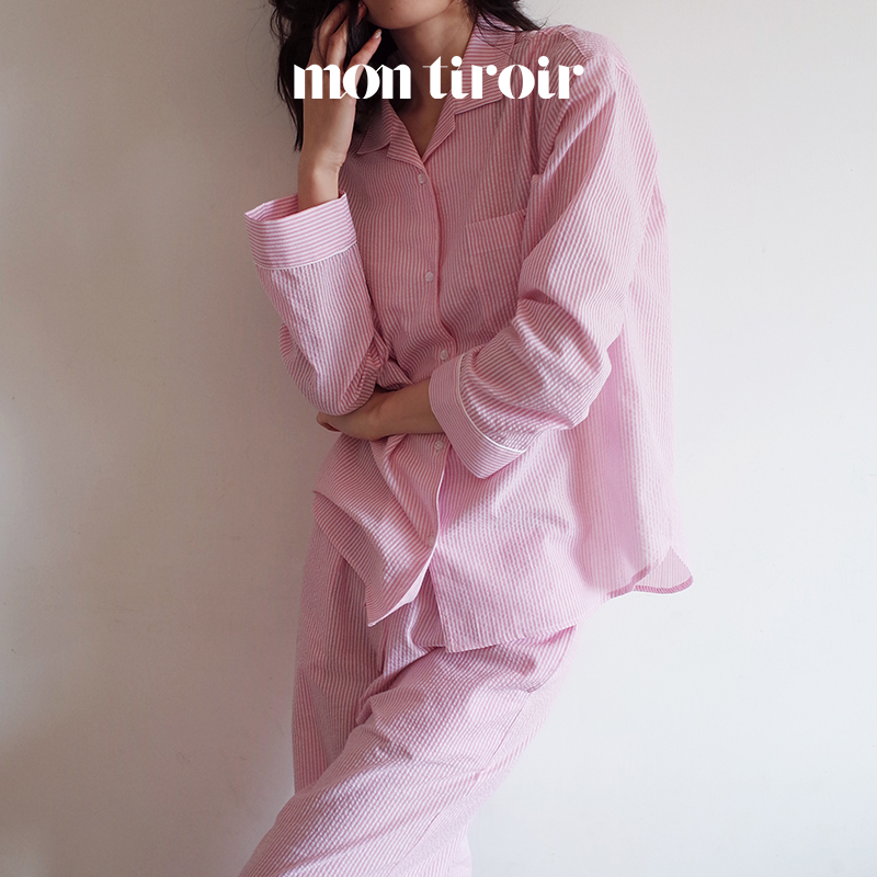 [Same Style as Jin Chen] Montiroir My Drawer Bubble Gauze Loungewear Set Pink Dopamine Style