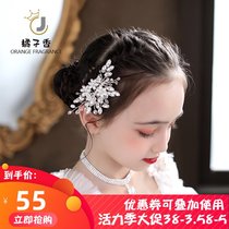 Childrens crystal headdress Girl head flower Little girl pearl hairpin crown jewelry Korean version Sen womens flower hair ornaments