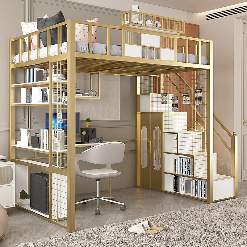 Modern minimalist Double beds Single beds Provincial space Children's beds Small families Type learning beds Lower table Under-table empty elevated beds-Taobao