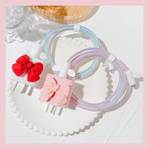 Data cable protective cover Apple 12 mobile phone charger head soft silicone bow 20W charging cable winding rope pro