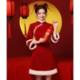 Красное ципао, зимнее летнее вечернее платье, подходит для подростков