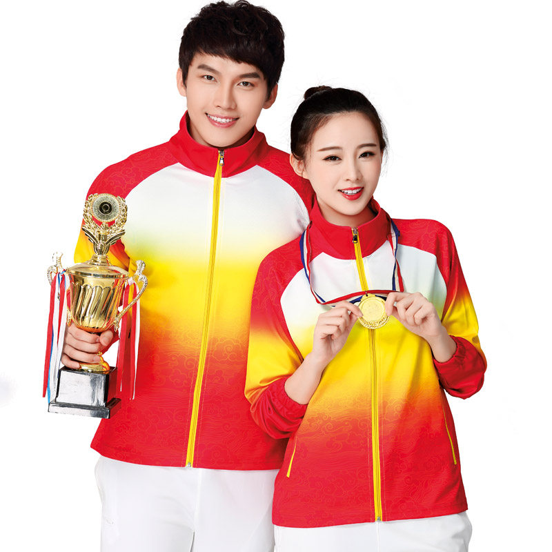 Students Training Coat Red Award Clothes Line-up Sweater Shop Long Sleeve Sports Set Could Print Printing Micro