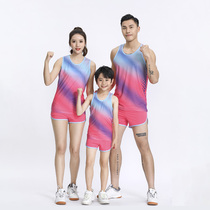 Professional track and field clothing stretch mens and womens running fitness set childrens student competition track and field vest custom printing number