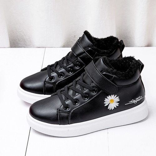 Зимняя высокая спортивная обувь на липучке, флисовые сапоги, в корейском стиле, мягкая подошва