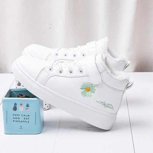 Зимняя высокая спортивная обувь на липучке, флисовые сапоги, в корейском стиле, мягкая подошва