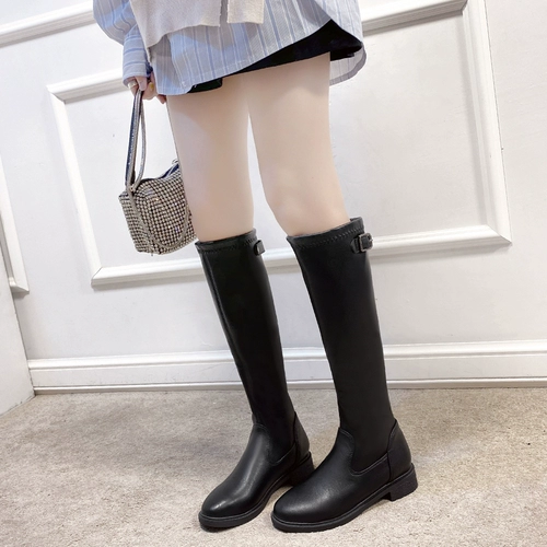 Модные флисовые высокие сапоги, демисезонные ботинки с бантиком, коллекция 2021, подходит для подростков, в корейском стиле