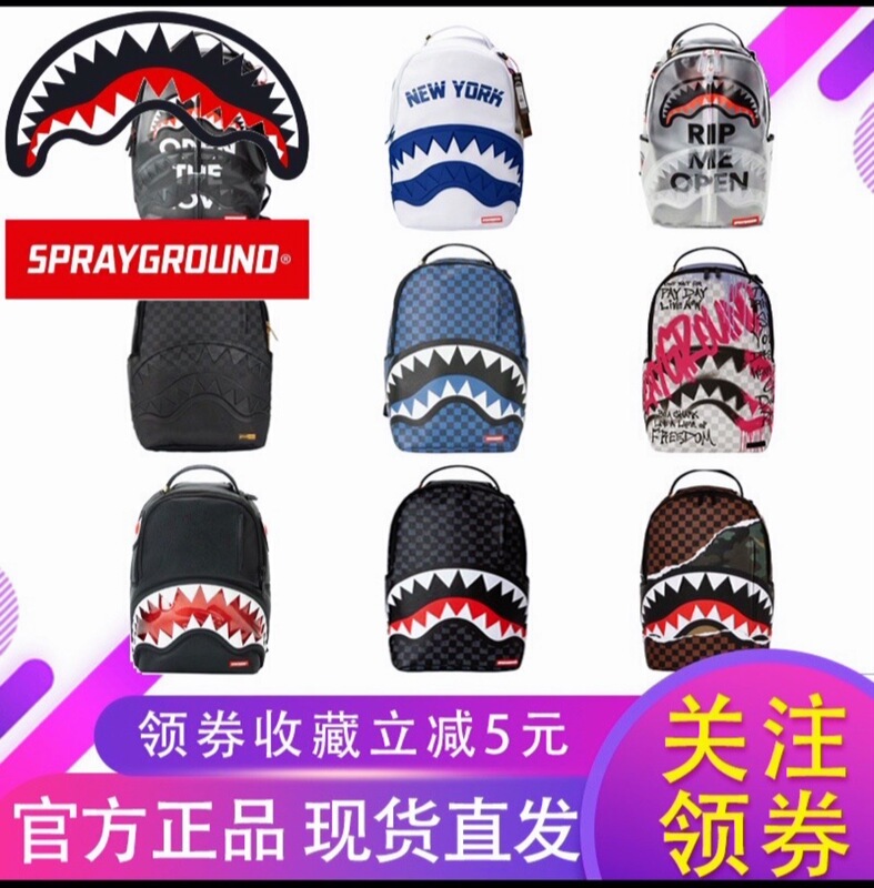 Sprayground Shark Mouth Authentic Fashion Backpack for Men and Women, Brand New Authentic, Tenfold Compensation for Counterfeits