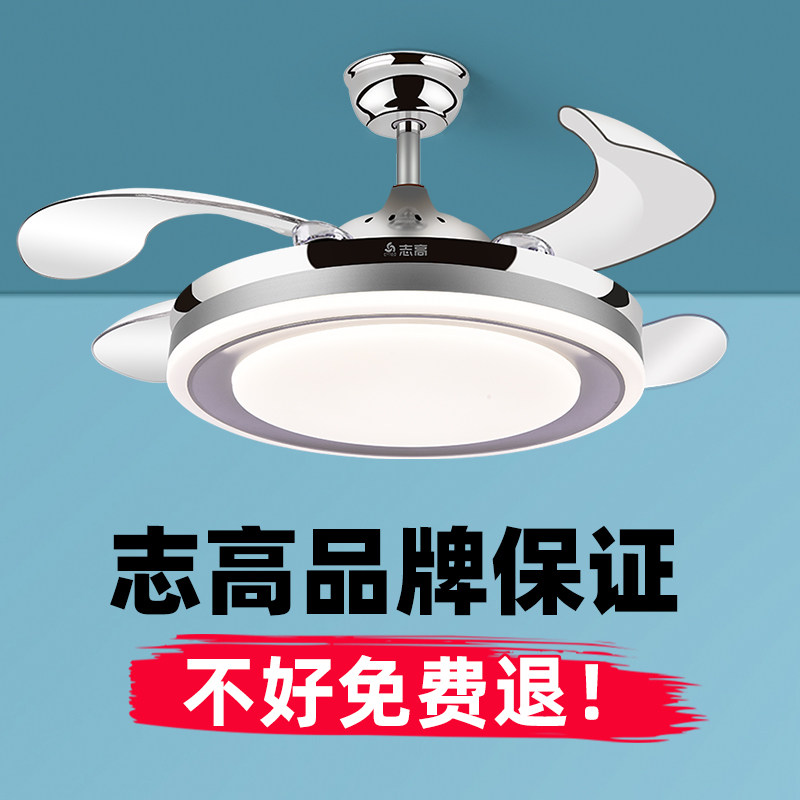 Zhigao Invisible Brief Large Wind Fan Light Restaurant Bedroom Intelligent Ceiling Fan Lamp Modern Home Integrated Chandelier 