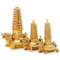Pure Copper Pagoda Town Dragon Turtle Ornament Wenchang Tower Dragon Head Turtle with Certificate