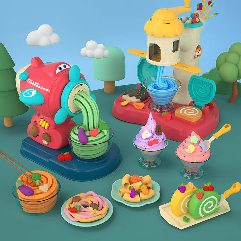 Children's colored mud noodle machine plasticine non-toxic toddler ice cream machine clay mold set little boys and girls toys