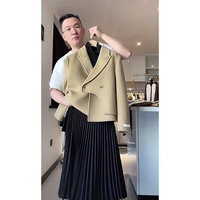 Хаки шерстяное пальто, юбка