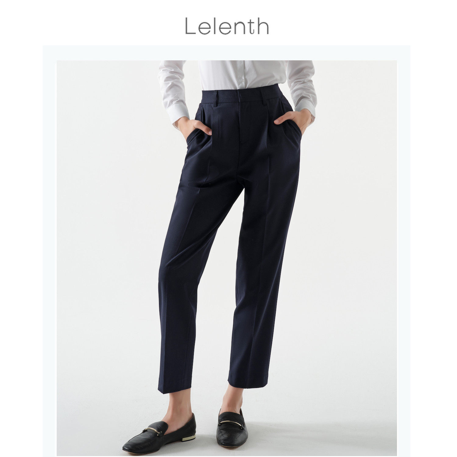 Lelenth Female Western Pants Superior Professional Straight Drum Temperament High Waist 90% Women Pants Loose Spring And Summer Expats Slim Smoke Pipe Pants