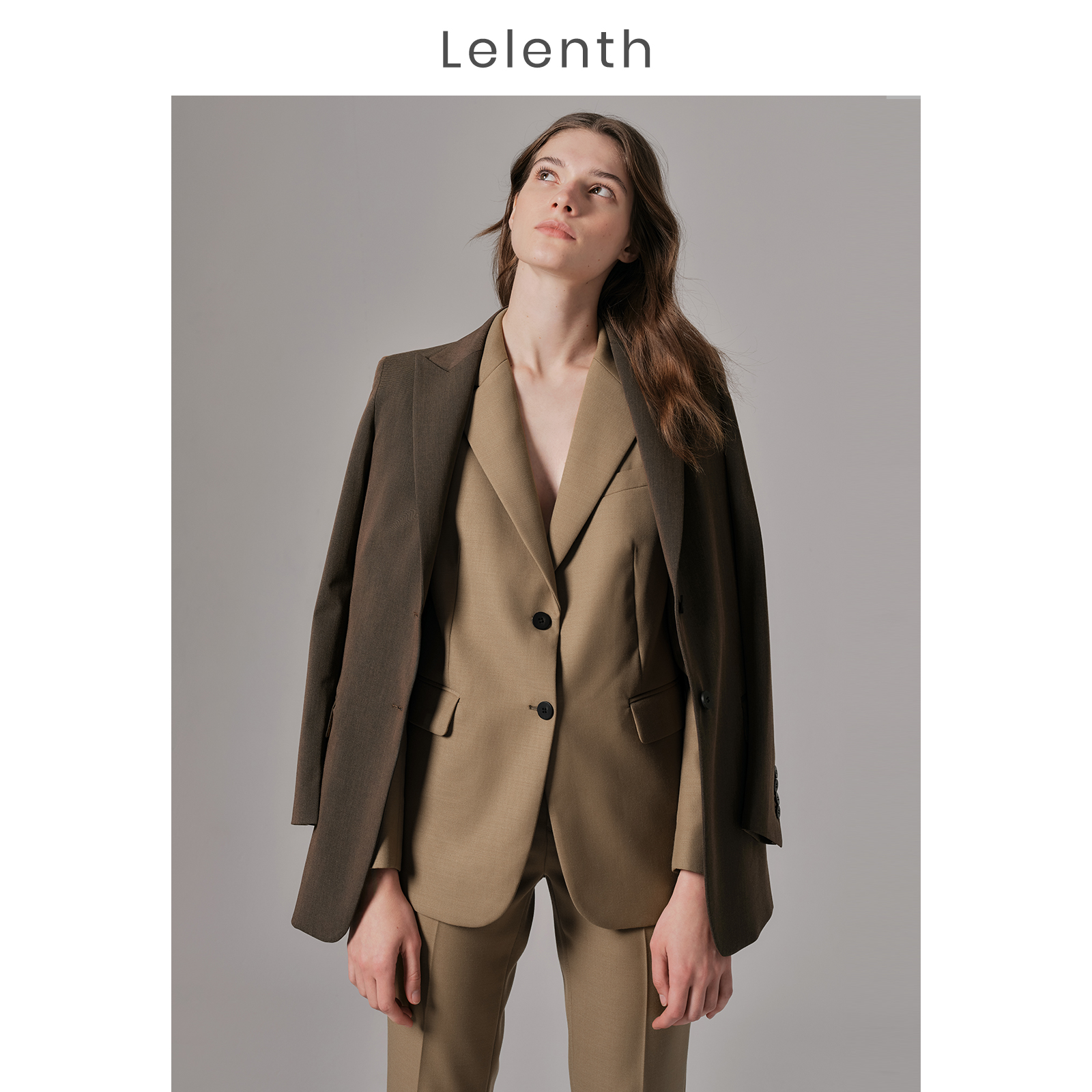 Lelenth new card with its color wool suit woman blouse fashion temperament jacket commute to work suit