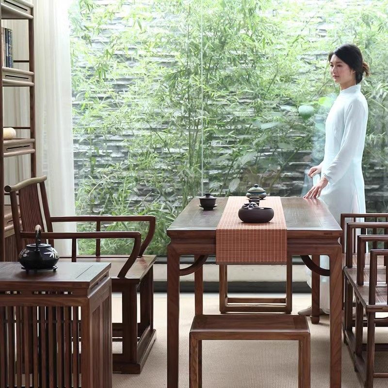 新中式老榆木茶桌椅组合为何成为现代家居中的禅意象征？-茶台茶桌-淘宝好物网