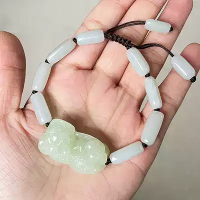 Natural Xinjiang Hetian Jade hand braid hand braid men and women hand string adjustable hand ornaments