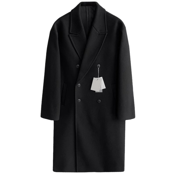 
New fashion wool coat for men in winter thickened double-breasted jacket mid-length Korean style trendy wool trench coat for men