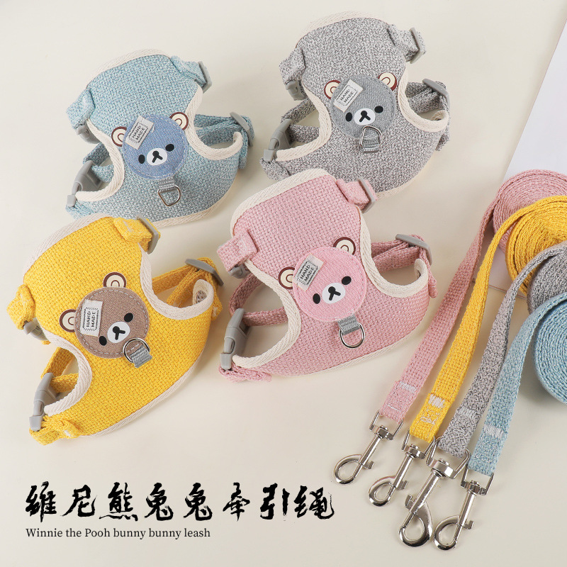 Pets go out leash dog cat cartoon bear clothes teddy small dog chest hug baby bag vest type dog leash