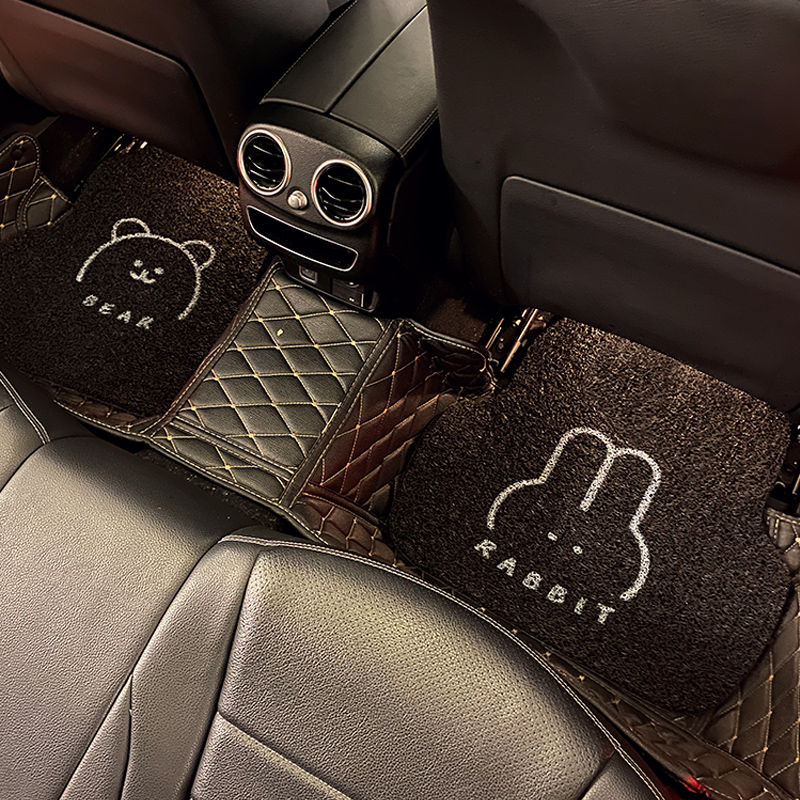 Car inner wire ring universal foot pad car floor mat protection pad mat cartoon cute single piece easy to clean carpet