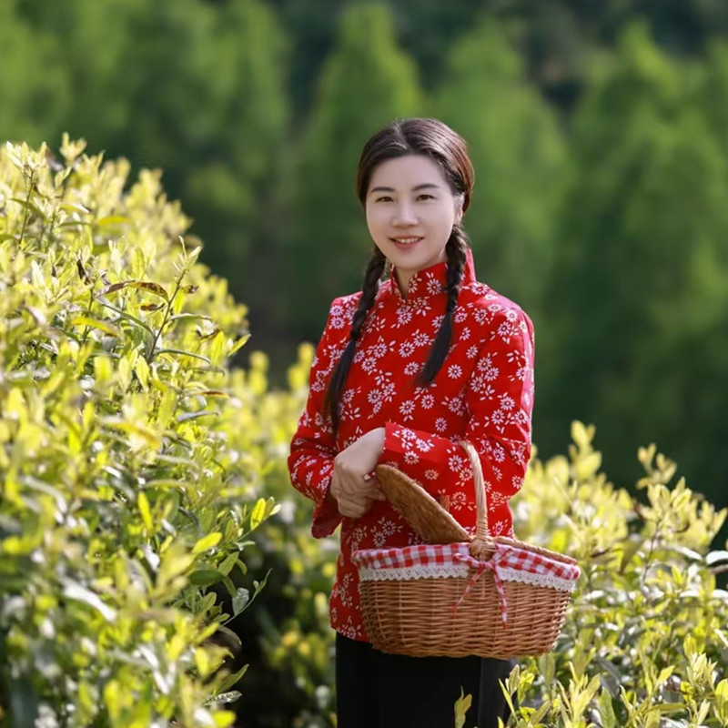 Country Girl Performance Costume, Tea-Picking Outfit, Floral Rural Clothing, Nostalgic Wide-Collar Top, Farmer's Republic of China Era Country Girl Performance Outfit