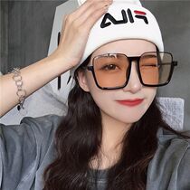 Tea color sunglasses ink mirror Korean version personality net red with oversized frame box glasses female round face with a small damp tea color pop