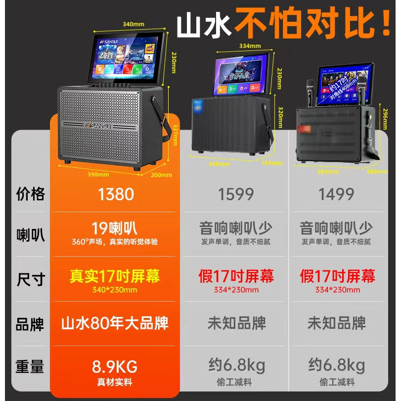 Shanshui Square Dance Audio System with Display Screen Outdoor Karaoke Singing All-In-One Machine Home Ktv Audio Set Karaoke Machine