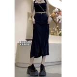 Тонкая шелковая джинсовая юбка, для формы тела «груша», длина миди, А-силуэт