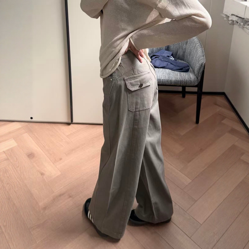 Mocha Gray Banana Jeans for Women, New Autumn Style, Plus Size, Loose Fit, Slimming, Hip-Covering, Versatile Wide-Leg Scimitar Pants Mocha Gray Banana Jeans for Women, New Autumn Style, Plus Size, Loose Fit, Slimming, Hip-Covering, Versatile Wide-Leg Scimitar Pants