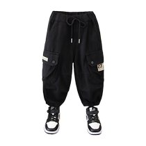 Boy Works Pants Spring Autumn Season 2024 New Middle Children Nets Red Fried Street Long Pants Children Boy Baby Pants Tide