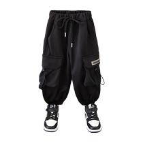 Boy Spring Autumn Season Workwear Pants 2024 New Middle Children Net Red Casual Long Pants Boy Baby Foreign Air Pants