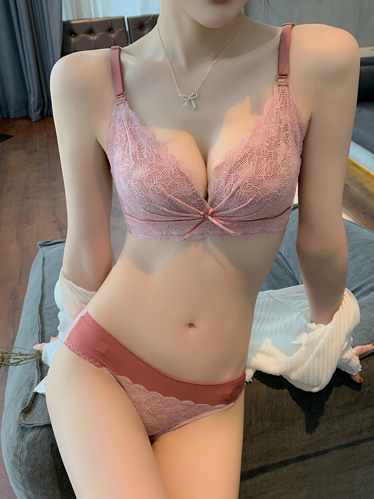 AIMER Lingerie Suit New adjustment Type of Colostrum Comfort Bra without steel ring Sexy small breasts Gathered Underwear women