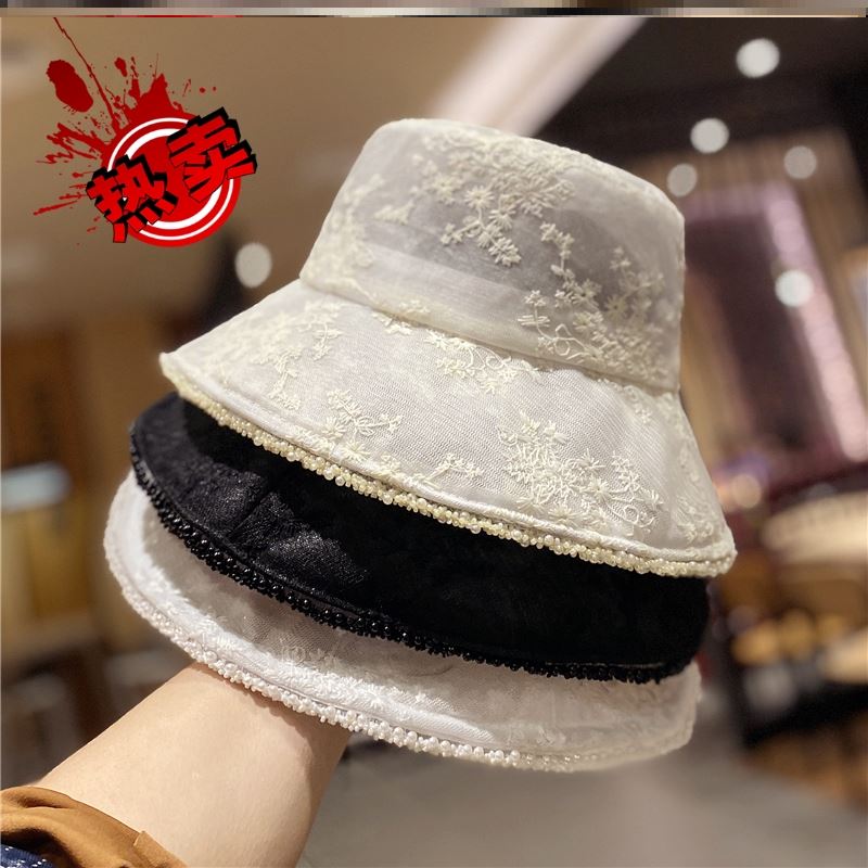 Summer hat children new 2021 pop-style net red female sunscreen sunscreen sunscreen fashion women hat pearl pelvic hat
