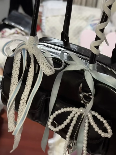 Ретро сумка, синяя подвеска из жемчуга, лента, DIY, широкая цветовая палитра