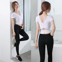 Yoga Suit Women Suit Summer 2022 New Speed Dry Blouse Running Sports Short Sleeve Superior Sense Fitness Lift Hip Pants