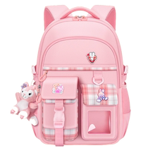 Girls primary school students spine protection burden reduction anti-hunchback high appearance Japanese quality large capacity ultra-lightweight soft and waterproof student schoolbag primary school students first grade 2024 new pink multi-functional backpack