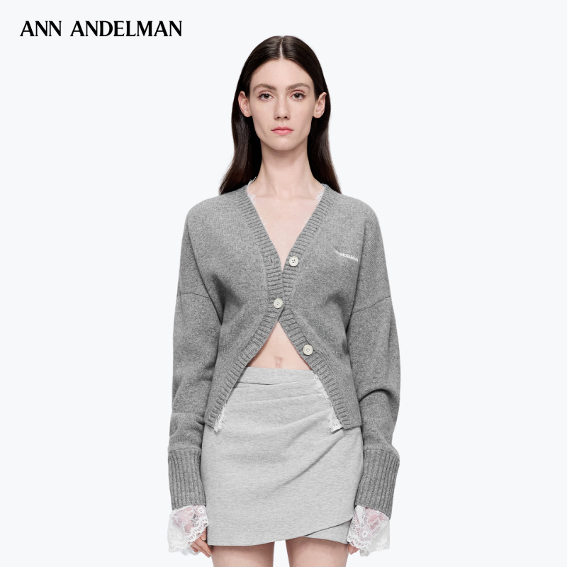 Star-Inspired Ann Andelman Knitted Sweater Can Be Worn Outside or Layered with Lace Patchwork Waist-Cinching Knit Cardigan