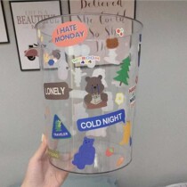 Transparent trash can small red book with the same full transparent trash can creative Nordic style household large capacity bedroom Yak