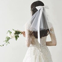 Certificate registration Small veil Simple and fresh bow short plain yarn bridal veil Certificate small veil wedding veil