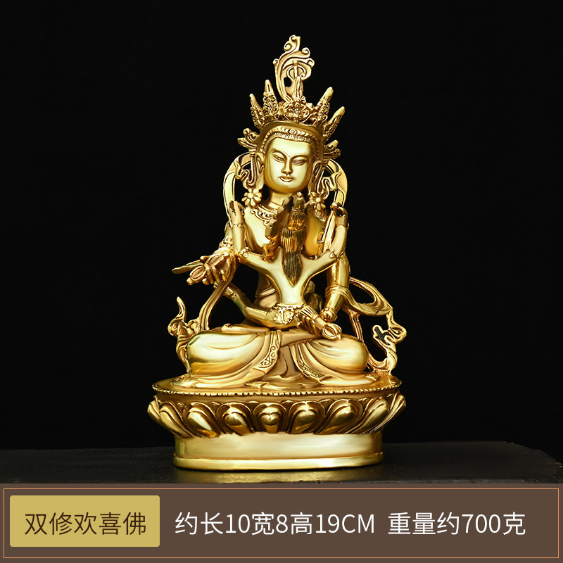 純銅 神像 釈迦と摩尼 細工銅製 纳福開運金運置物1160g