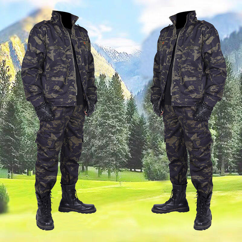 New pure cotton camouflan suit men's army precepts Spring summer season thickened wear-wear frock workwear worksuit suit man