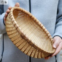 Small bamboo basket rattan mini wedding shopping hand-woven bamboo blue seed weaving tableware steamed bread plate picnic bamboo basket