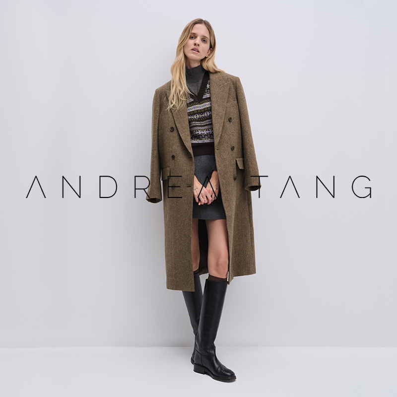 Andrea Tang｜Coat Faithe｜Wool and Alpaca Retro Tweed Suit-Style Long Coat Jacket