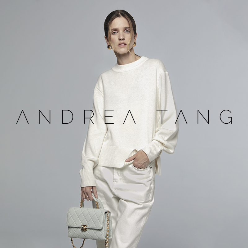 Andrea Tang｜Sweater Sheila｜Australian Merino Wool Metal Buckle Round Neck Loose Sweater for Women