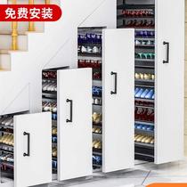 Stairway Lower 360 shoe cabinet swivel shoe rack cabinet cloakroom with pull-out rack hardware push-pull shoe rack
