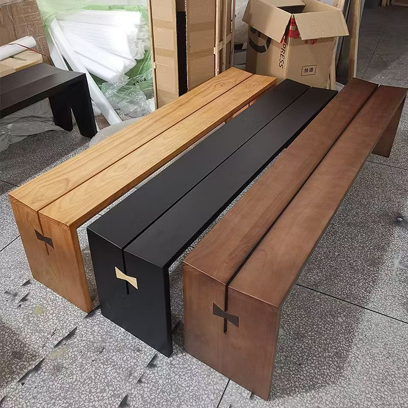無垢材ベンチ ロングベンチ シンプル ホームステイ ダイニングテーブル ロングベンチ ダイニングチェア レトロ 休憩所 ログロングベンチ