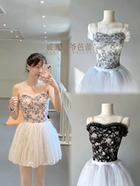 (New colors in stock) Korean yoora limited ballet dance British garden floral lace suspender jumpsuit