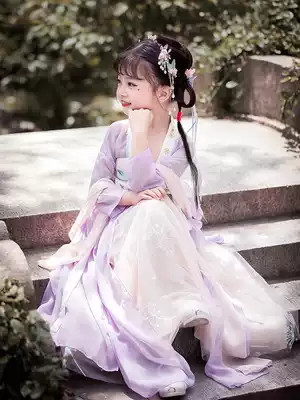 Hanfu girl Autumn long sleeve thin Chinese style Girl Costume Super fairy children ancient style dress summer gauze